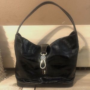Dooney & Bourke Logo Sac/Crocodile Black/Dark Brown Trim